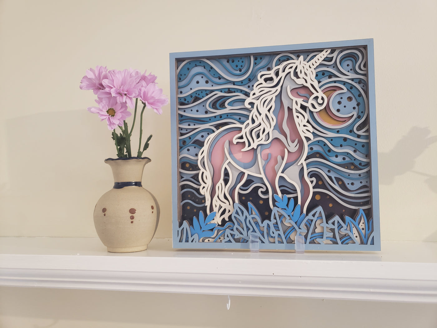 Wood Wall Art-Beautiful Unicorn In Midnight Light -Discover the Mystical Child in You!