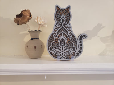 Wood Wall Art-Cat-Tribute to Our Furry Friends!  4 Layers of Laser Cut Fun.