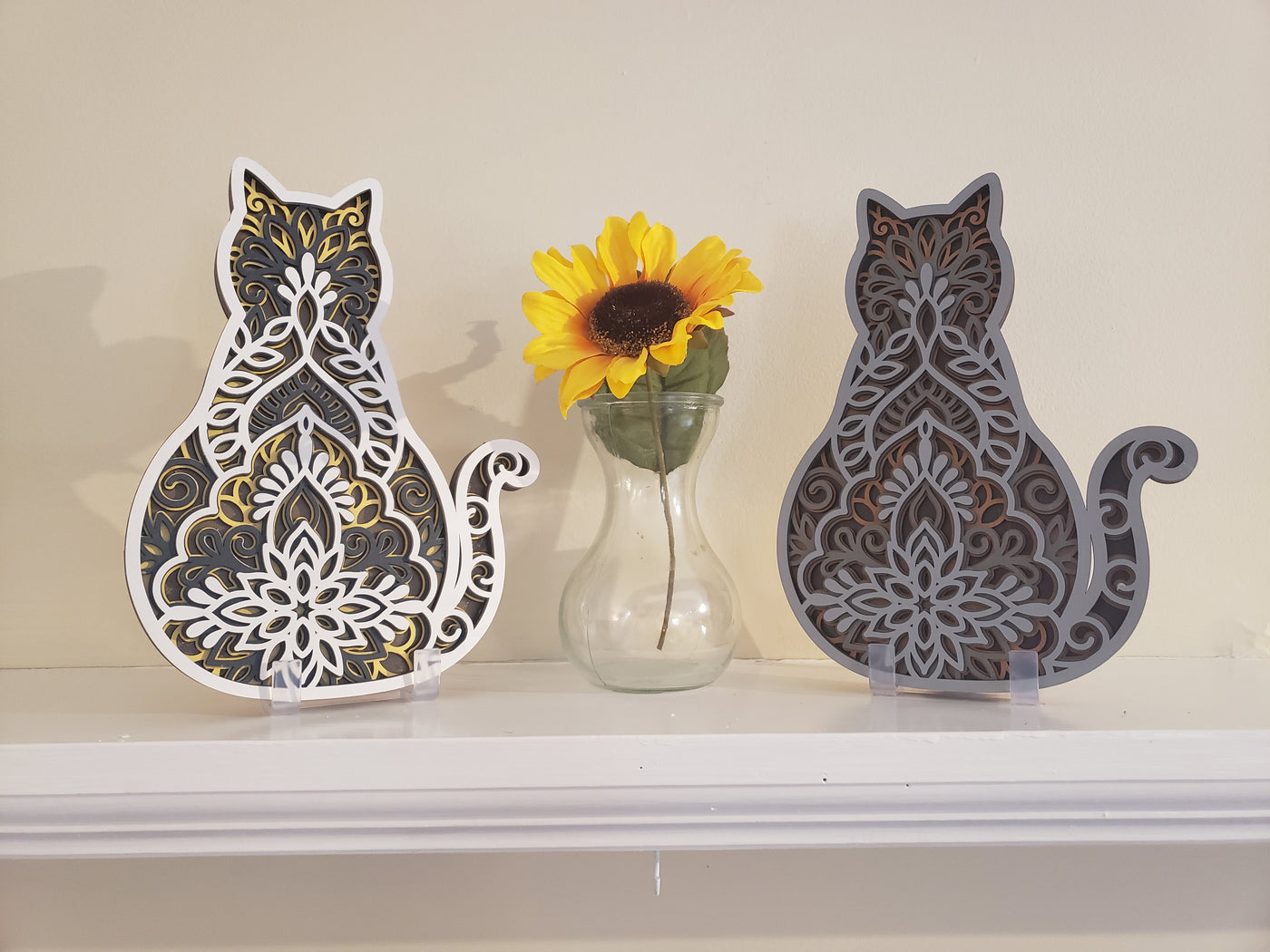 Wood Wall Art-Cat-Tribute to Our Furry Friends!  4 Layers of Laser Cut Fun.