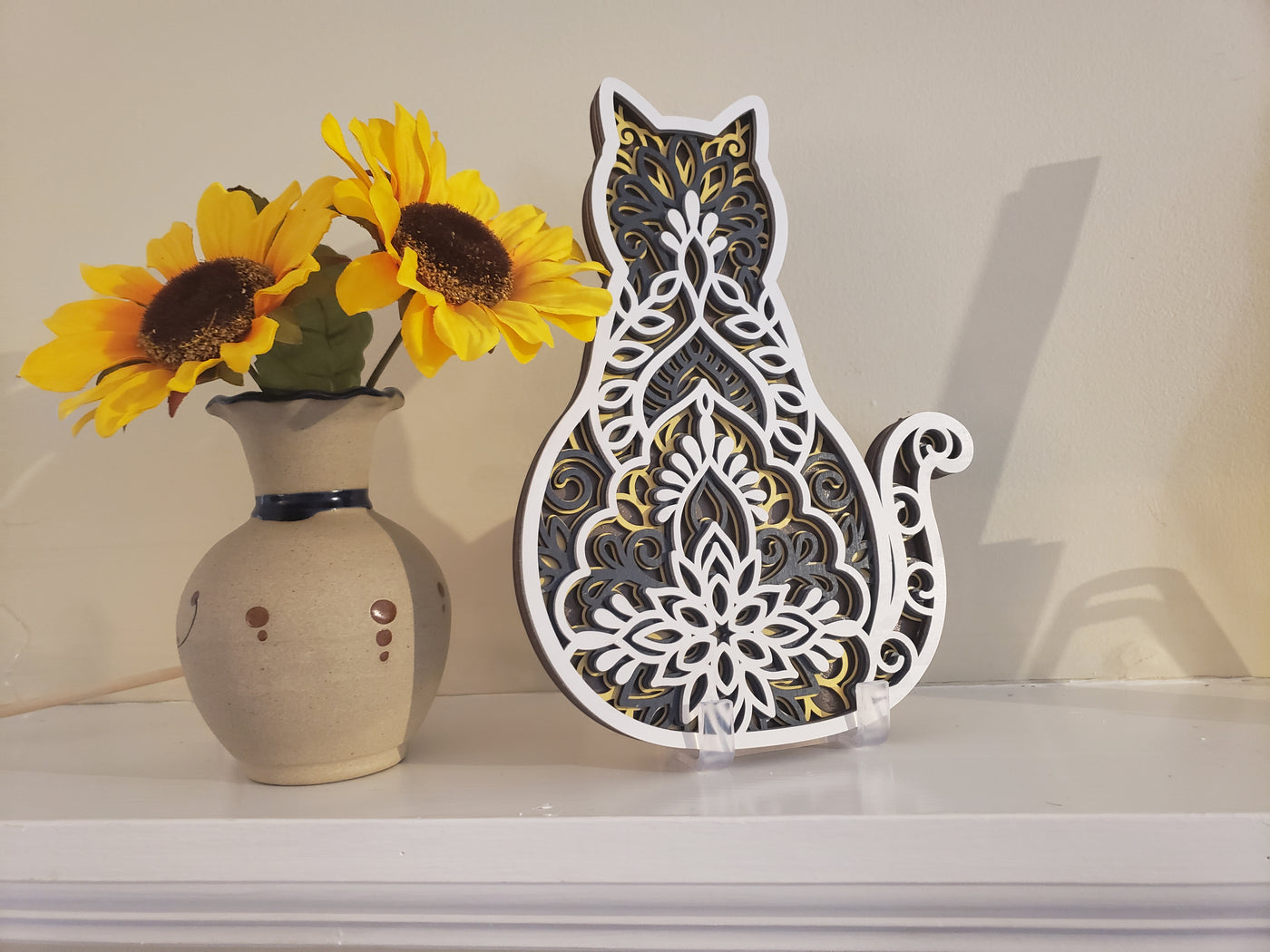 Wood Wall Art-Cat-Tribute to Our Furry Friends!  4 Layers of Laser Cut Fun.