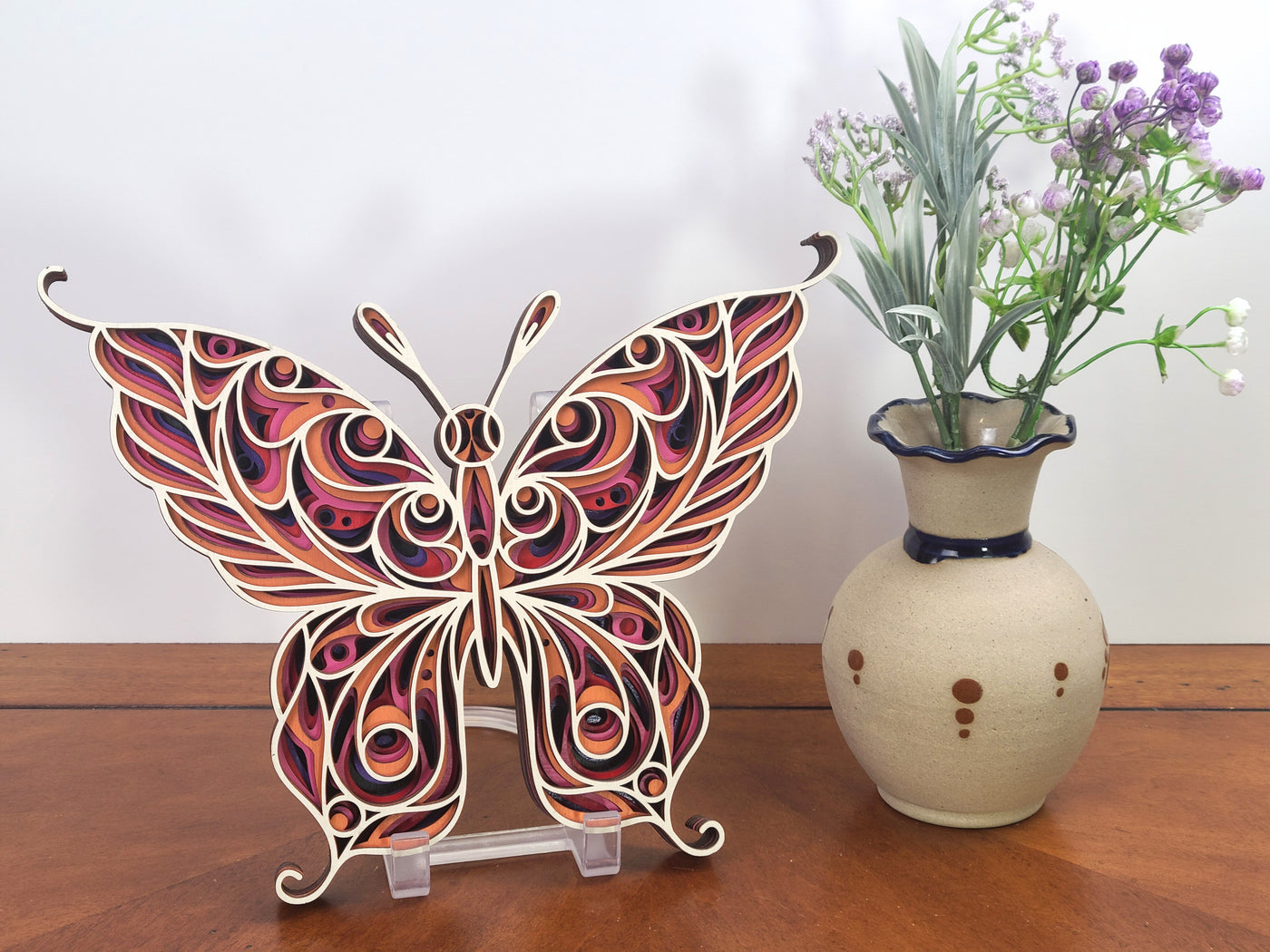 Wood Wall Art-Butterfly Multi-Layered  Hand Crafted, Painted and Assembled.