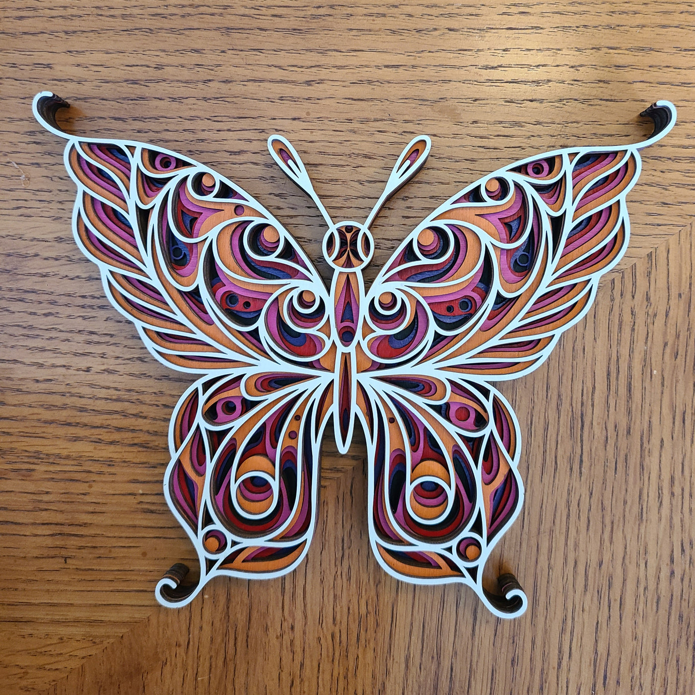 Wood Wall Art-Butterfly Multi-Layered  Hand Crafted, Painted and Assembled.