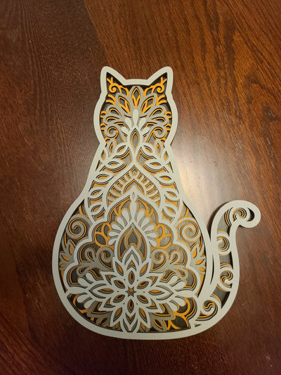 Wood Wall Art-Cat-Tribute to Our Furry Friends!  4 Layers of Laser Cut Fun.