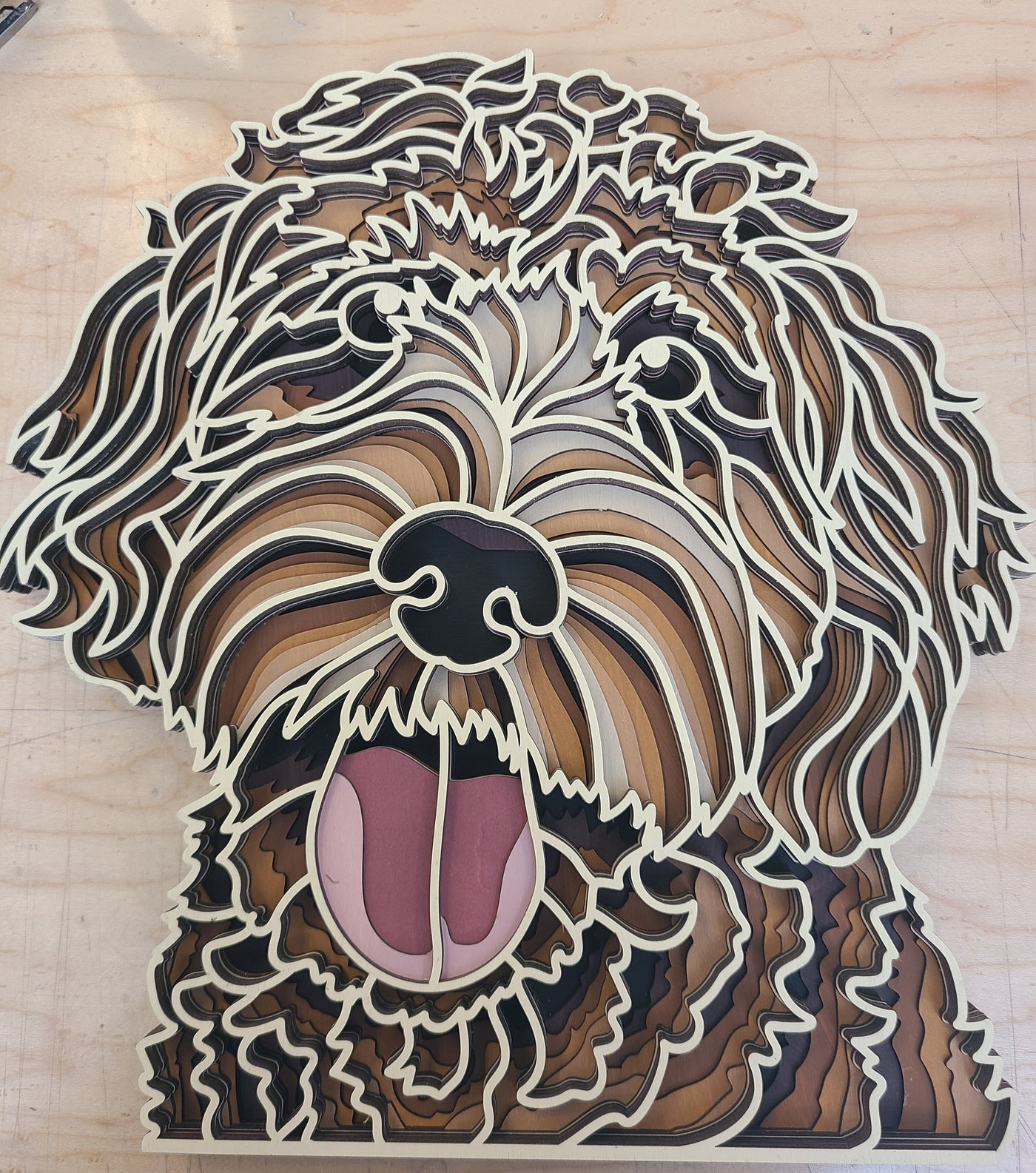 Golden Doodle 3D  Wood Multi-Layer Art