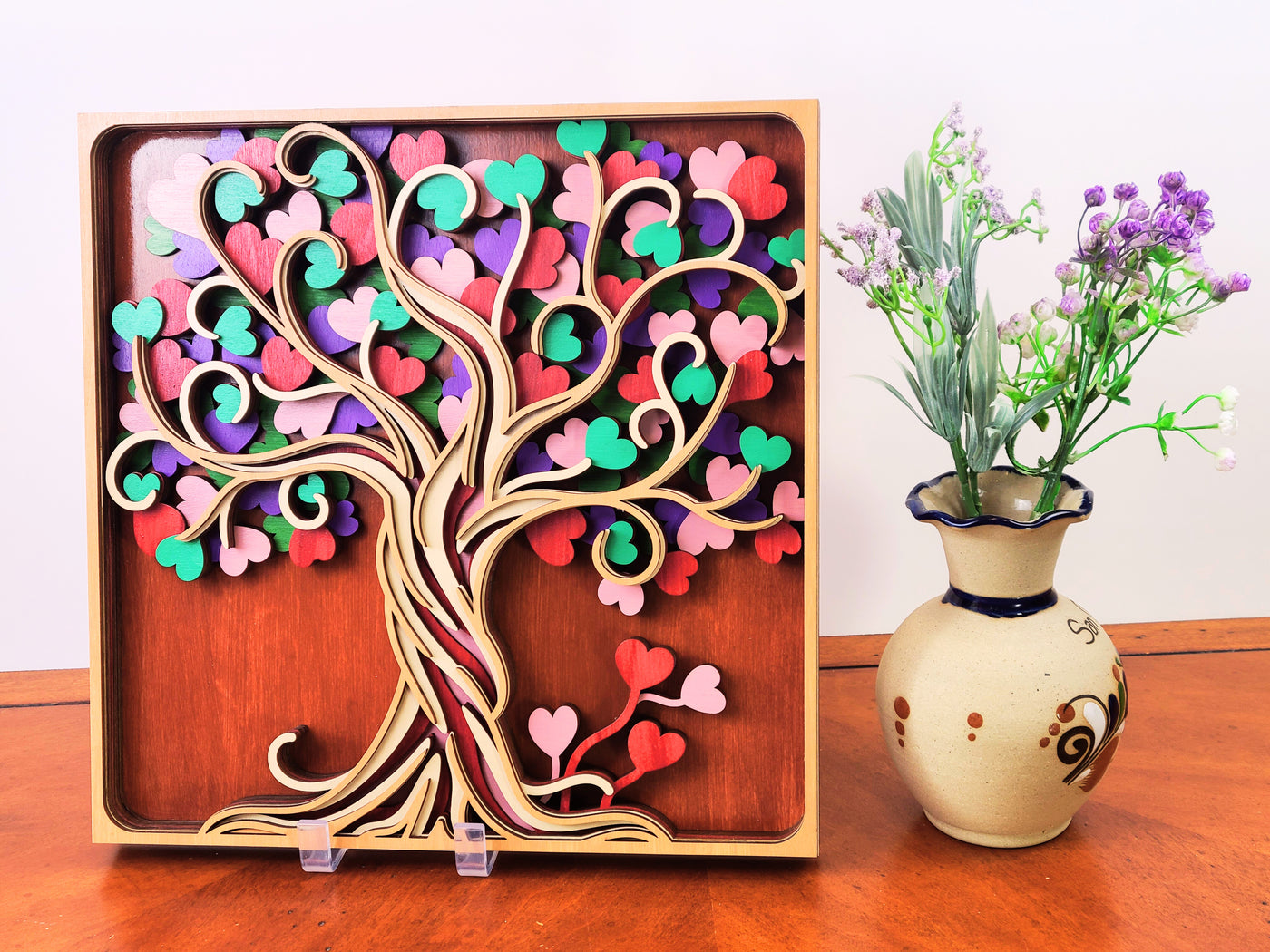 Wood Wall Art-Love Hearts Tree Beautiful Stunning Mandala Design